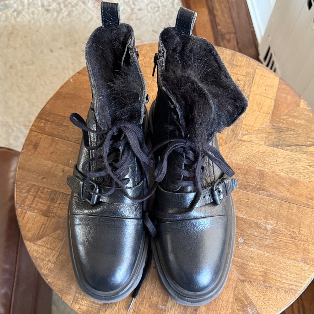 All Saints Tori Shearling Combat Boots 40/10 - Picture 7 of 13